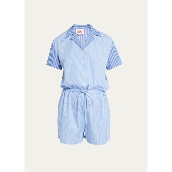 Solid & Striped The Estelle Oxford Striped Romper Blue ( L ) - Picture 2 of 5